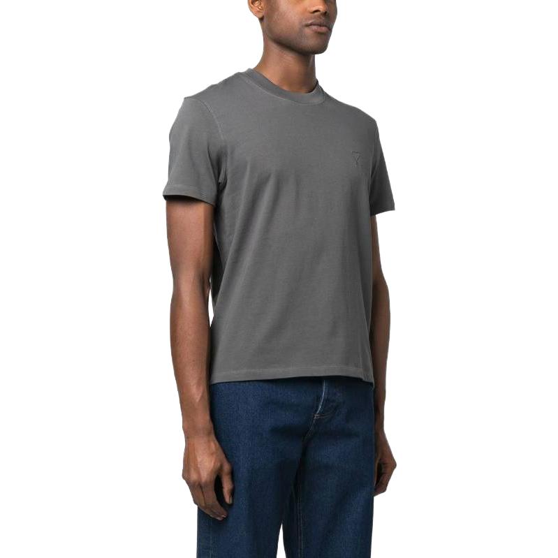Purchase Ami Paris SS23 Camiseta Gris Cuello Redondo Bordado Corazón Manga Corta. UTS022726-081