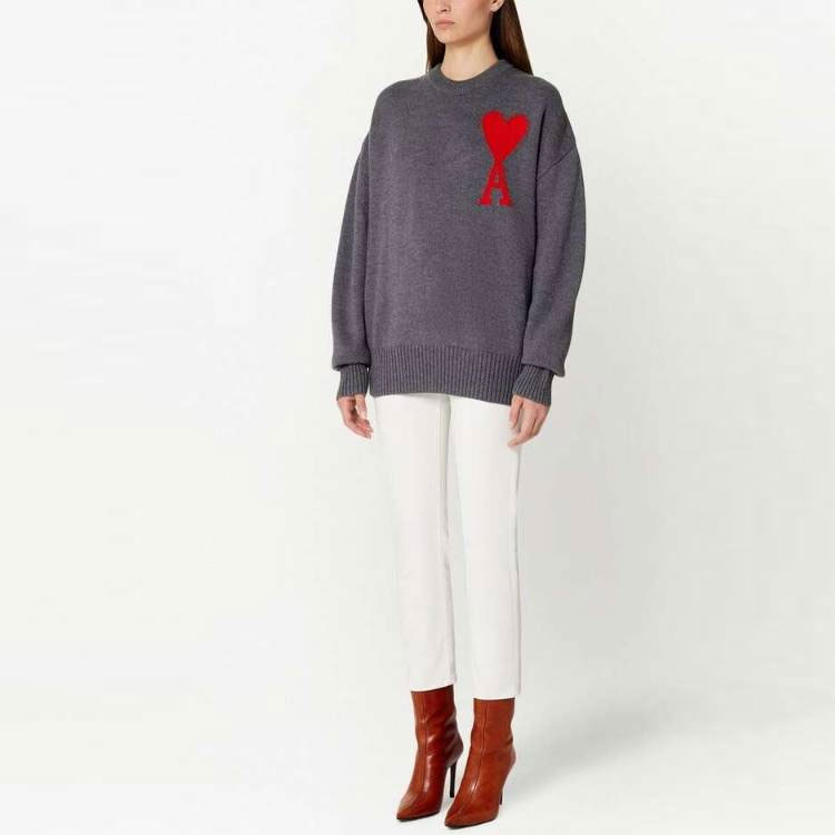 Ami Paris AMIPARIS SS23  Grey Logo Graphic Knit Sweater. UKS002018-084 圖 3