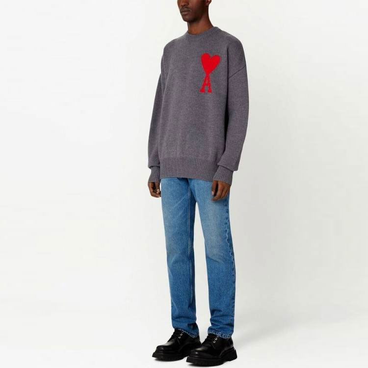 Ami Paris AMIPARIS SS23  Grey Logo Graphic Knit Sweater. UKS002018-084 圖 4
