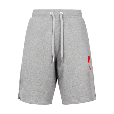 Ami Paris AMIPARIS SS23 Grey Loose Fit Shorts with Heart Embroidery. HSO602747-055