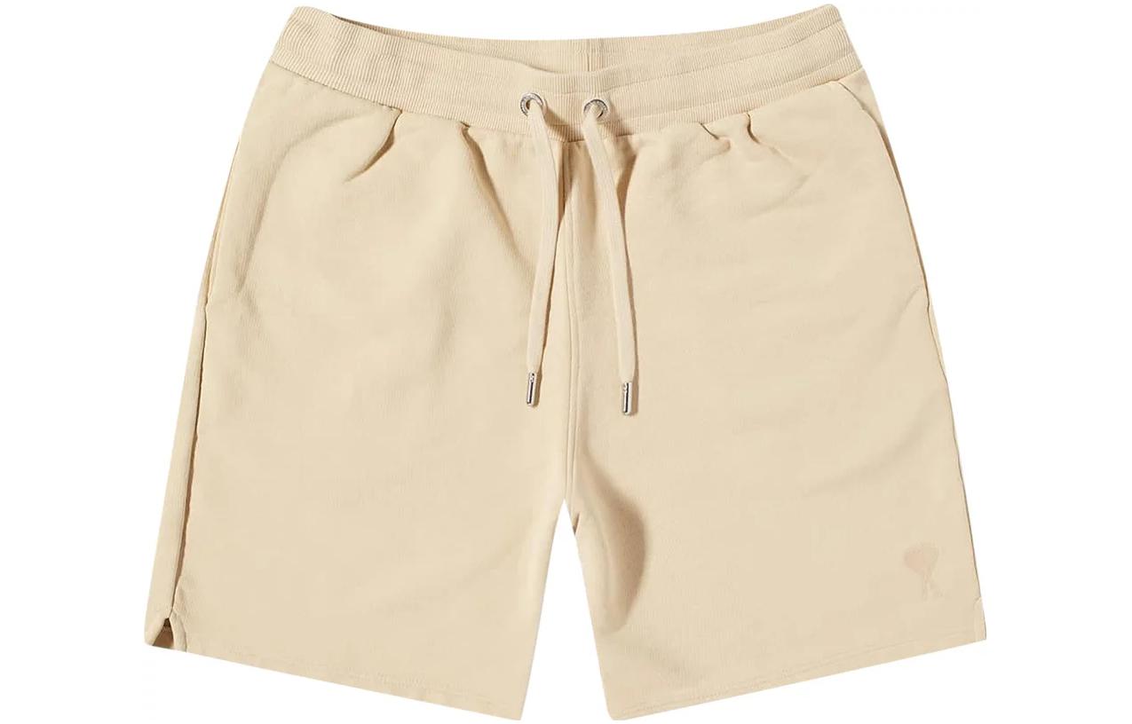 Ami Paris AMIPARIS SS23  Logo Embroidered Drawstring Shorts Beige USO604747 -714