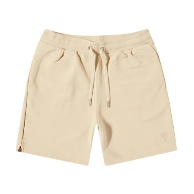 Ami Paris AMIPARIS SS23 Logo Embroidered Drawstring Shorts Beige USO604747 -714