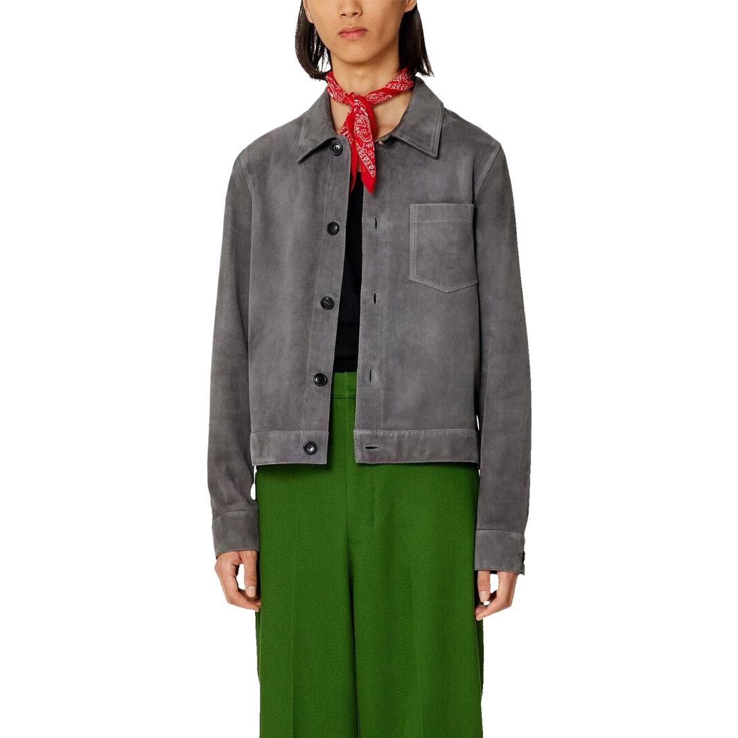 Ami Paris AMIPARIS SS23  Solid Color Suede Button-Up Jacket in Gray. HJK203506-081 圖 4