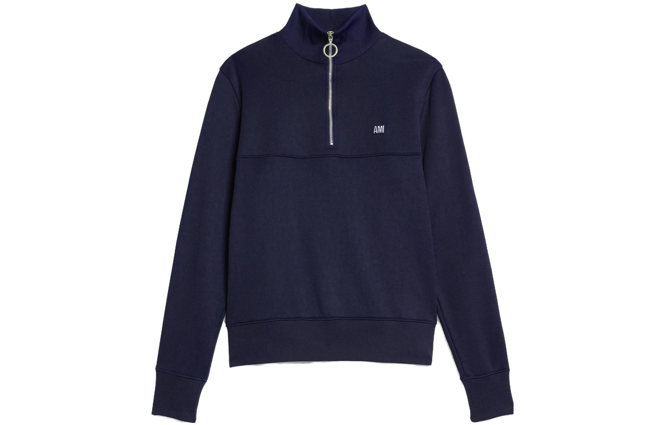 Ami Paris AMIPARIS SS23  Striped Letter Print Half-Zip Sweatshirt Nautical Blue. HSW518JE0005-491 圖 2