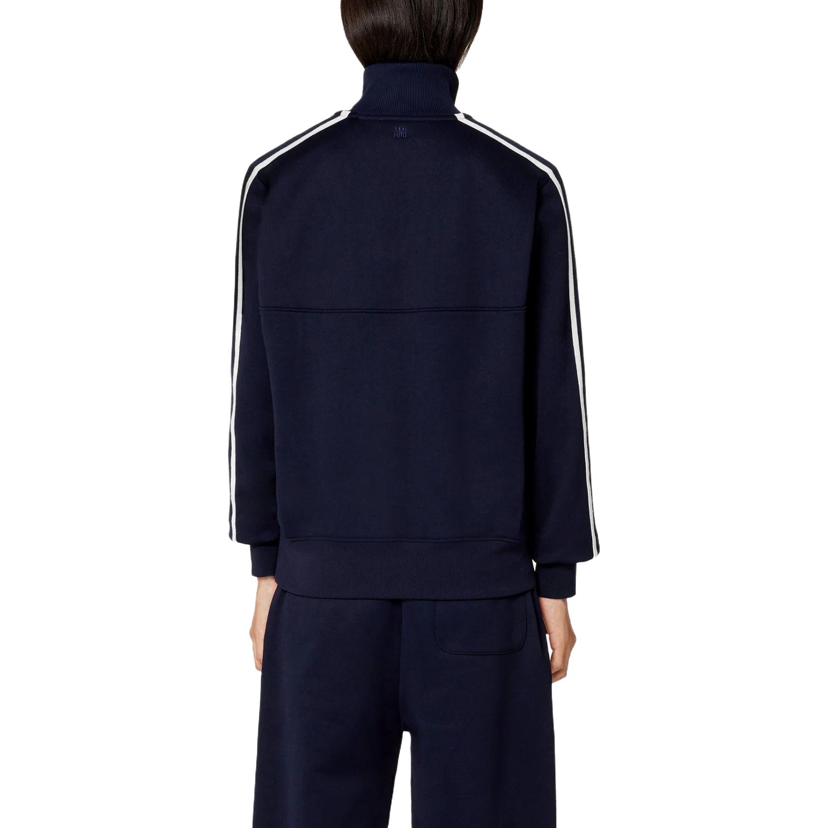 Ami Paris AMIPARIS SS23  Striped Letter Print Half-Zip Sweatshirt Nautical Blue. HSW518JE0005-491 圖 5