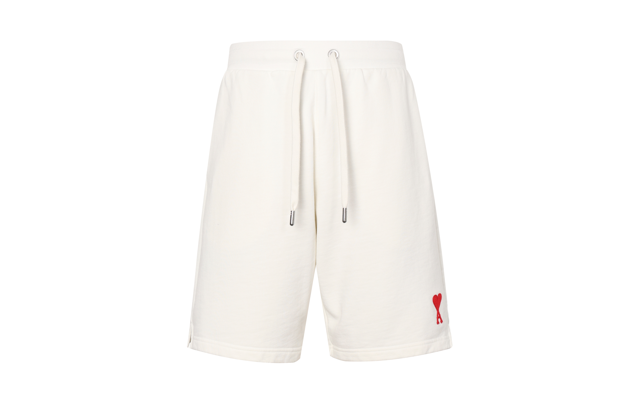 Ami Paris AMIPARIS SS23  White Drawstring Shorts with Embroidered Logo. USO604747-175