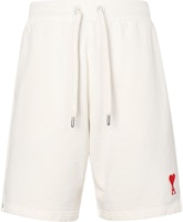 Ami Paris AMIPARIS SS23 White Drawstring Shorts with Embroidered Logo. USO604747-175 Ami Paris AMIPARIS SS23 White Drawstring Shorts with Embroidered Logo. USO604747-175