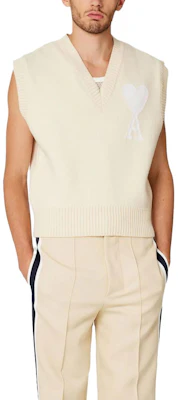 Ami Paris AMIPARIS SS23 米色V领无袖印花Logo马甲 男女同款夹克. UKS702018-715 Purchase Ami Paris AMIPARIS SS23 米色V领无袖印花Logo马甲 男女同款夹克. UKS702018-715