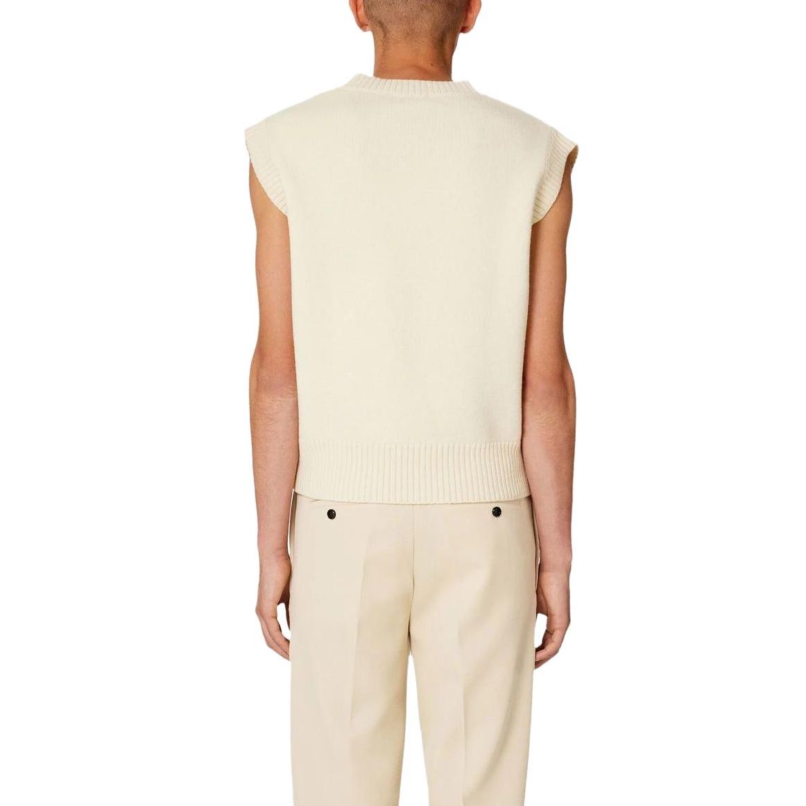 Details for Ami Paris AMIPARIS SS23 米色V领无袖印花Logo马甲 男女同款夹克. UKS702018-715