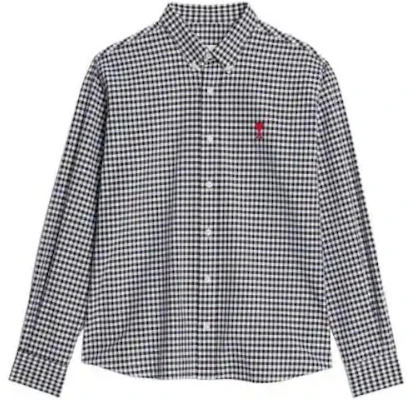 アミパリス AMIPARIS SS23 ブラックハートチェック シングルブレスト 長袖シャツ メンズ. HSH113CO0023-492 Order アミパリス AMIPARIS SS23 ブラックハートチェック シングルブレスト 長袖シャツ メンズ. HSH113CO0023-492