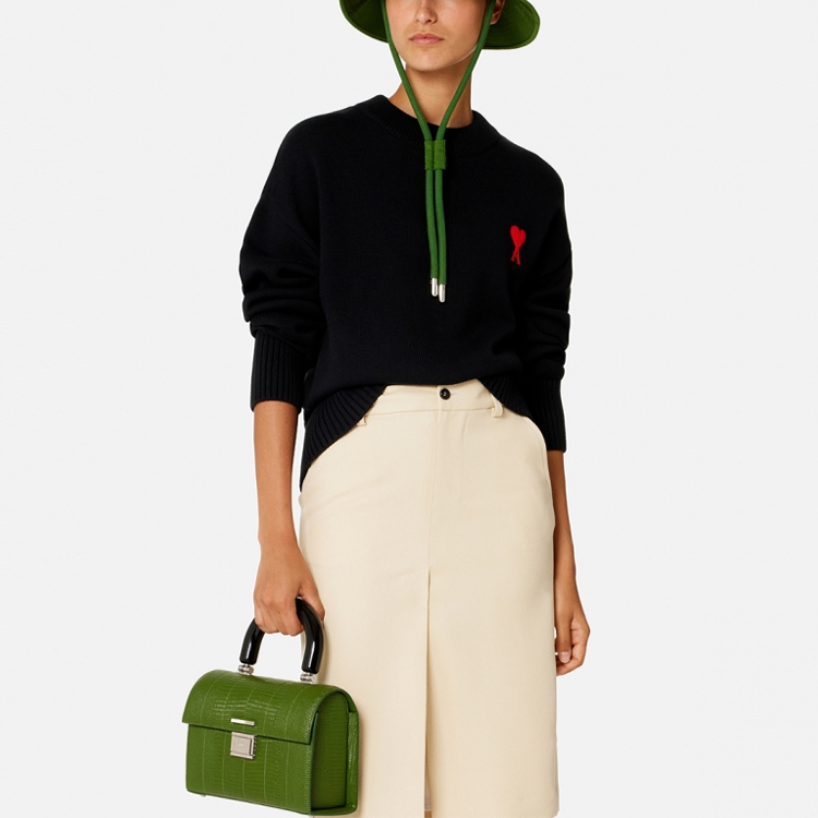 Ami Paris AMIPARIS SS23 Black Jacquard Heart Pattern Crewneck Knit Sweater Unisex. UKS008016-009 圖 5