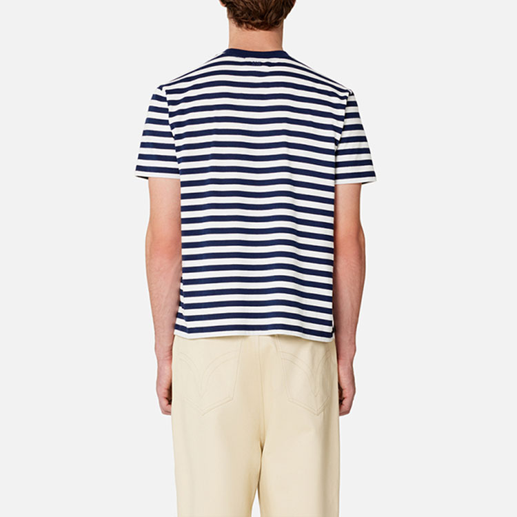 Purchase Ami Paris AMIPARIS SS23 Blue White Striped Heart Cotton Unisex Casual T-Shirt. UTS013074-492