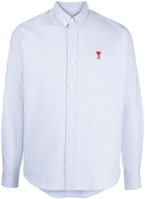 Ami Paris AMIPARIS SS23 Checked Heart Logo Long Sleeve Shirt Blue Mens. HSH113472-438 Order Ami Paris AMIPARIS SS23 Checked Heart Logo Long Sleeve Shirt Blue Mens. HSH113472-438