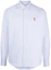 Order Ami Paris AMIPARIS SS23 Checked Heart Logo Long Sleeve Shirt Blue Mens. HSH113472-438