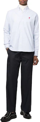 Ami Paris AMIPARIS SS23 Checked Heart Logo Long Sleeve Shirt Blue Mens. HSH113472-438 Lookbook Ami Paris AMIPARIS SS23 Checked Heart Logo Long Sleeve Shirt Blue Mens. HSH113472-438