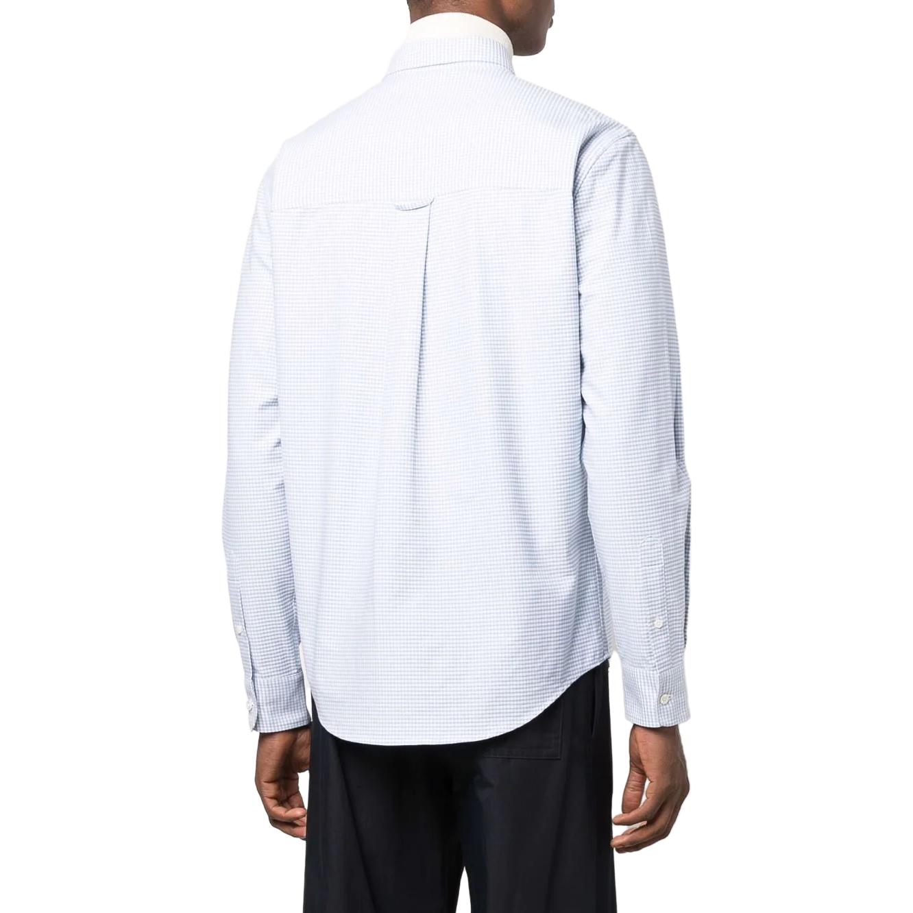 Shop Ami Paris AMIPARIS SS23 Checked Heart Logo Long Sleeve Shirt Blue Mens. HSH113472-438