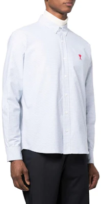 Ami Paris AMIPARIS SS23 Checked Heart Logo Long Sleeve Shirt Blue Mens. HSH113472-438 Purchase Ami Paris AMIPARIS SS23 Checked Heart Logo Long Sleeve Shirt Blue Mens. HSH113472-438