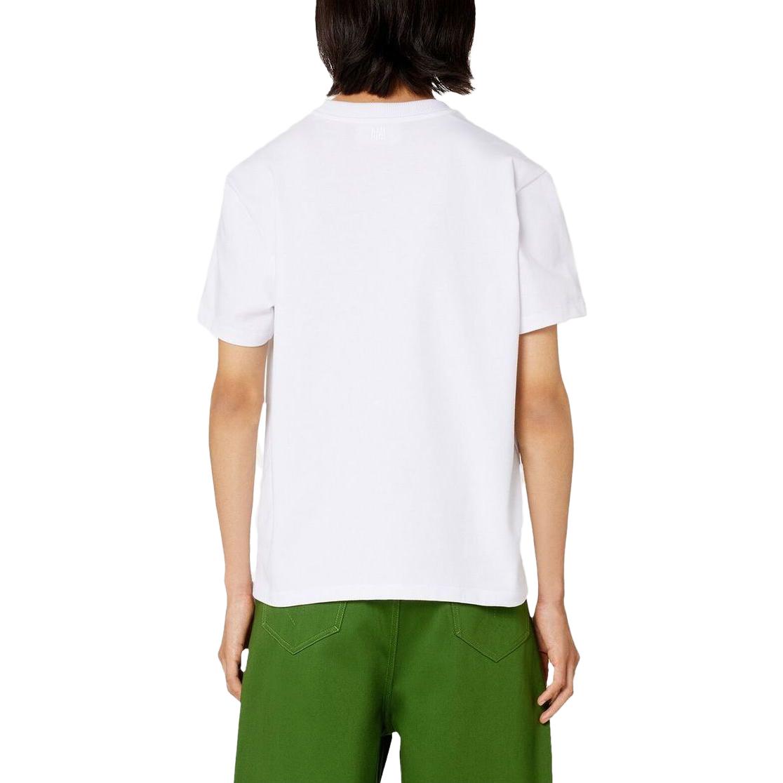 Lookbook Ami Paris AMIPARIS SS23 Baju-T Putih Unisex Logo Hati Sulaman. UTS014701-100