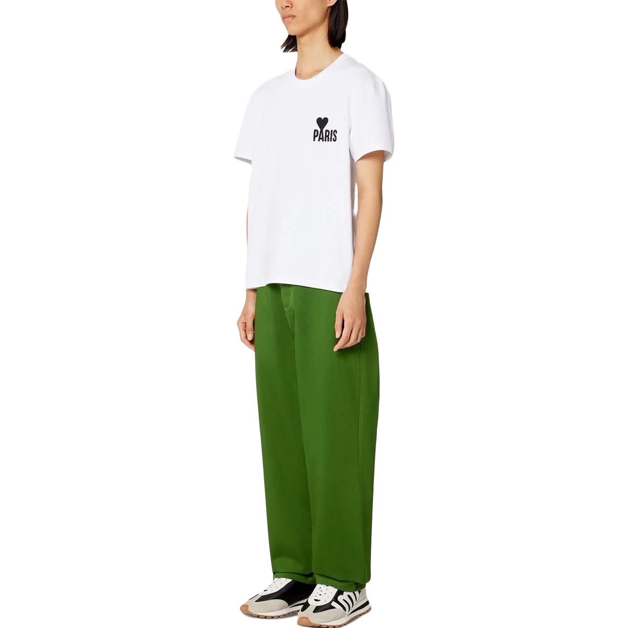 Shop Ami Paris AMIPARIS SS23 Baju-T Putih Unisex Logo Hati Sulaman. UTS014701-100