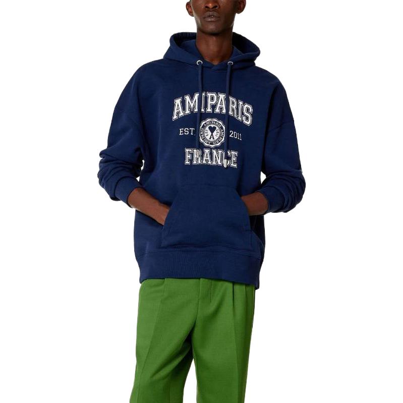 Purchase Ami Paris AMIPARIS SS23 字母印花寬鬆連帽衫 男女同款 藍色 USW208747-491