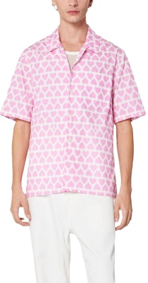 Camisa de Manga Corta Rosa con Estampado de Corazones Ami Paris SS23. HSH203CO0029-662 Lookbook Camisa de Manga Corta Rosa con Estampado de Corazones Ami Paris SS23. HSH203CO0029-662