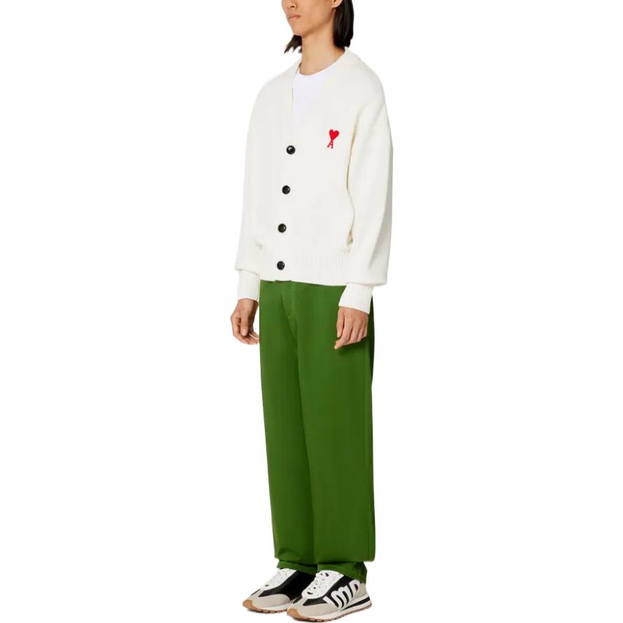 Ami Paris AMIPARIS SS23 Red Heart V-Neck Knit Sweater Unisex - Off-White. UKC008016-175 圖 5