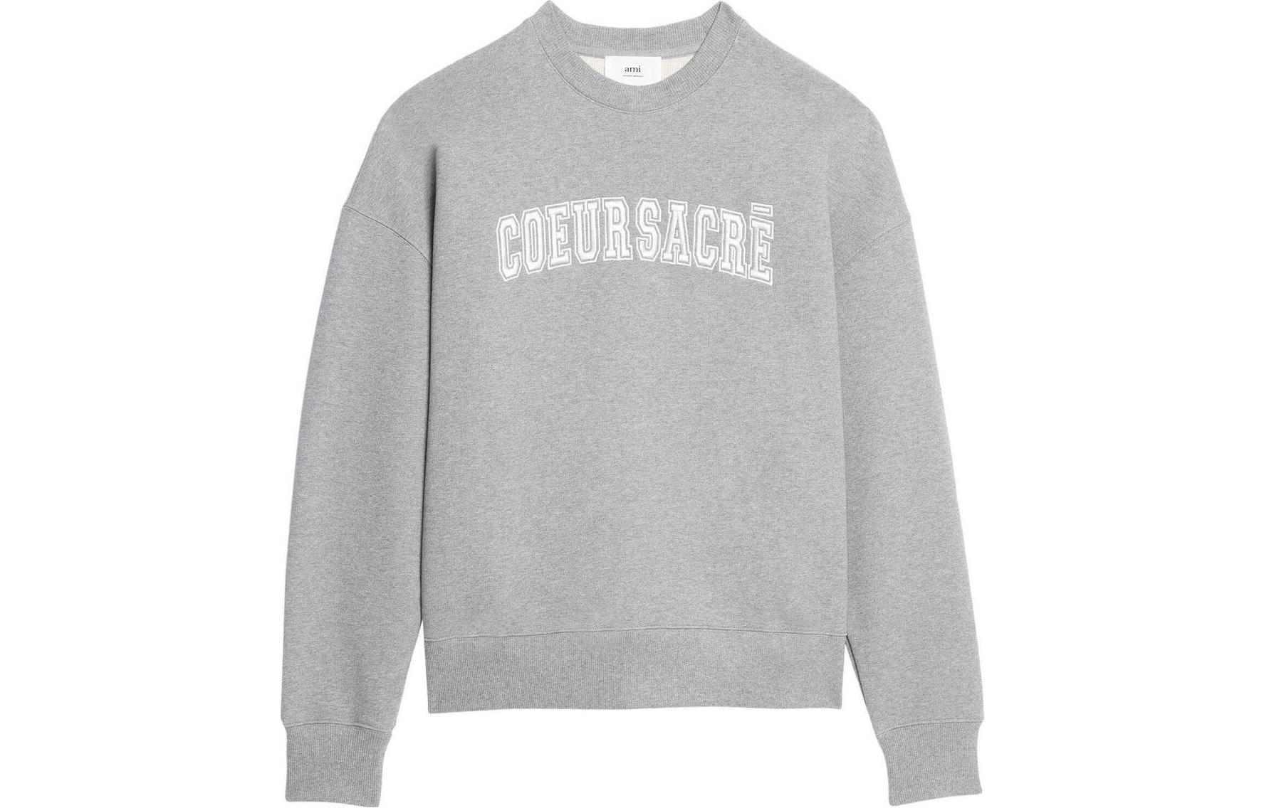 Ami Paris AMIPARIS SS23 Unisex Light Gray Sweatshirt with Logo Print and Crew Neck. USW009747-055 圖 2