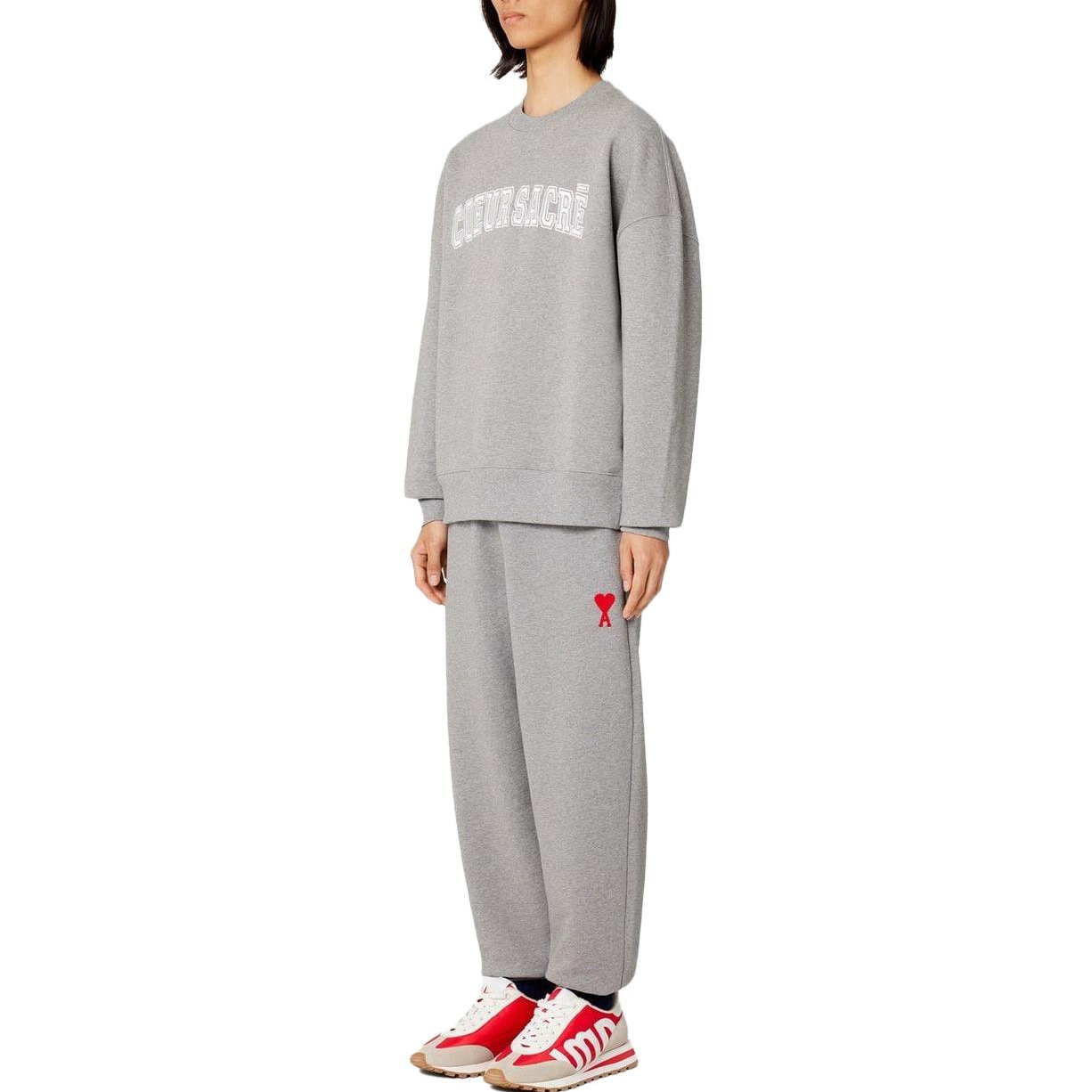 Ami Paris AMIPARIS SS23 Unisex Light Gray Sweatshirt with Logo Print and Crew Neck. USW009747-055 圖 3