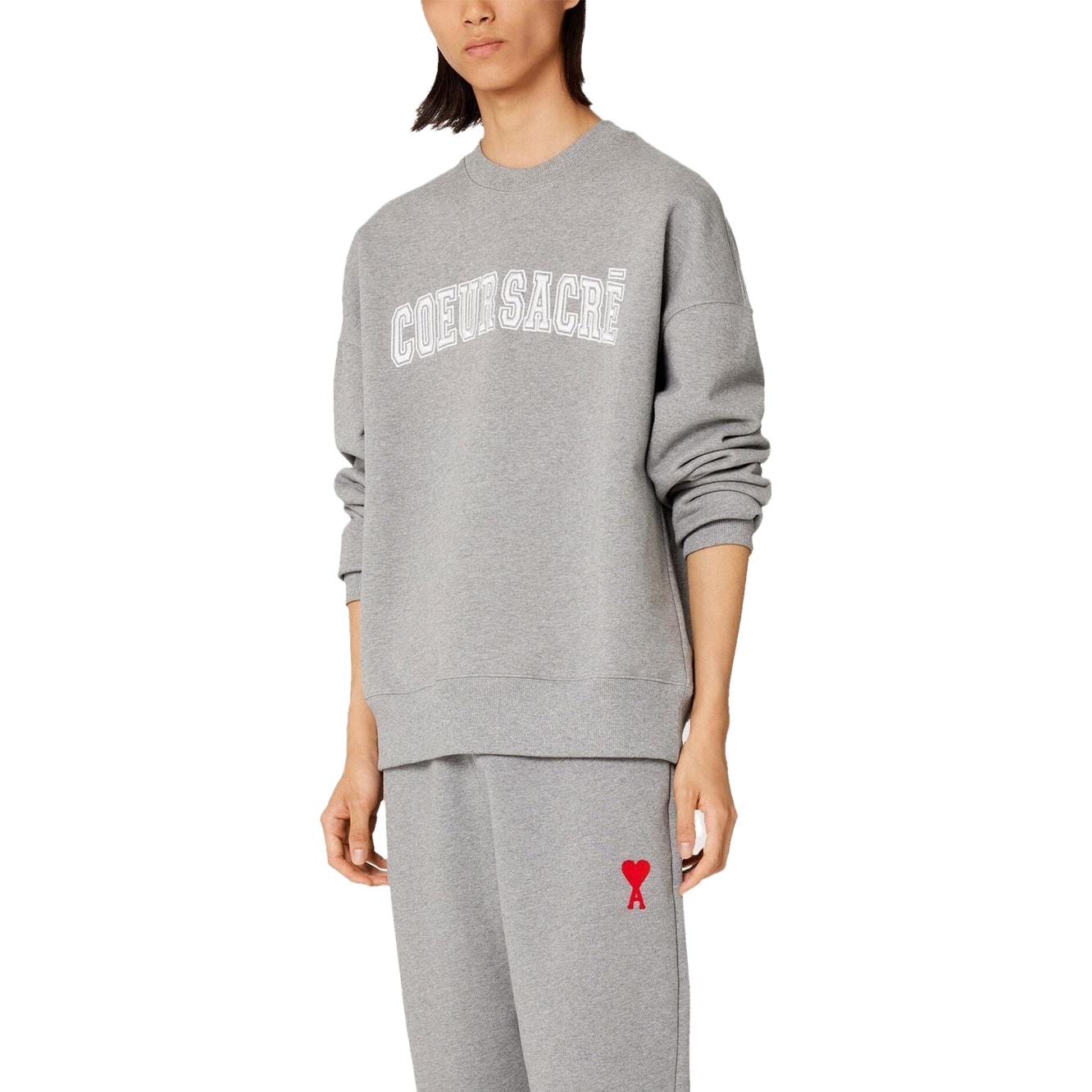 Ami Paris AMIPARIS SS23 Unisex Light Gray Sweatshirt with Logo Print and Crew Neck. USW009747-055 圖 4