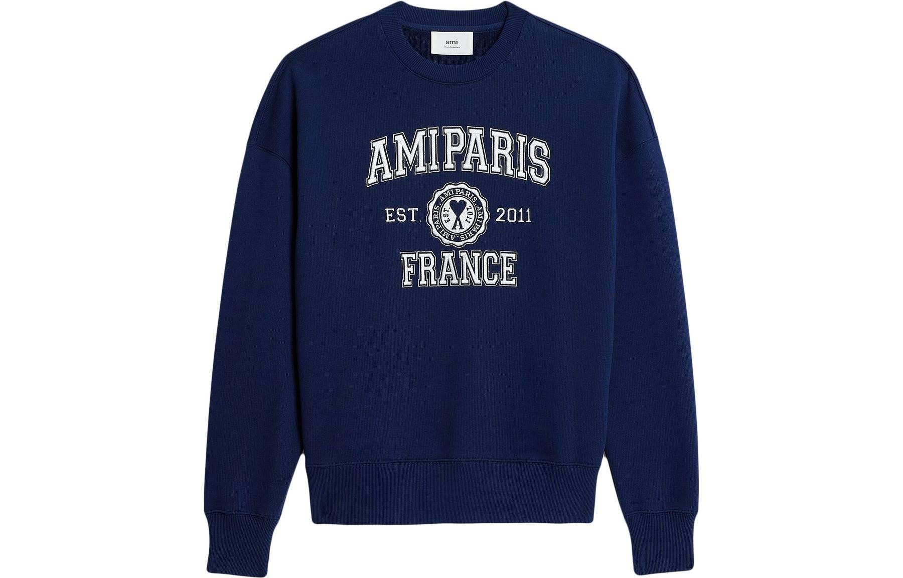 Ami Paris AMIPARIS SS23 Unisex Logo Crewneck Long Sleeve Sweatshirt Deep Blue USW008747-491 圖 2
