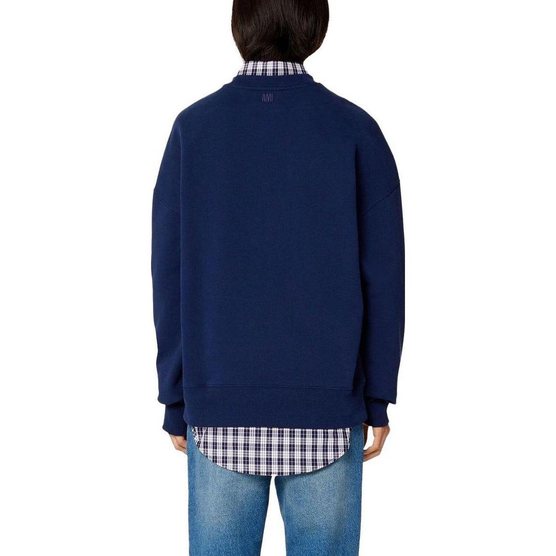 Ami Paris AMIPARIS SS23 Unisex Logo Crewneck Long Sleeve Sweatshirt Deep Blue USW008747-491 圖 4