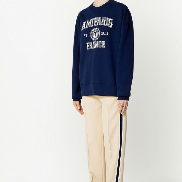 Ami Paris AMIPARIS SS23 Unisex Logo Crewneck Long Sleeve Sweatshirt Deep Blue USW008747-491 圖 6