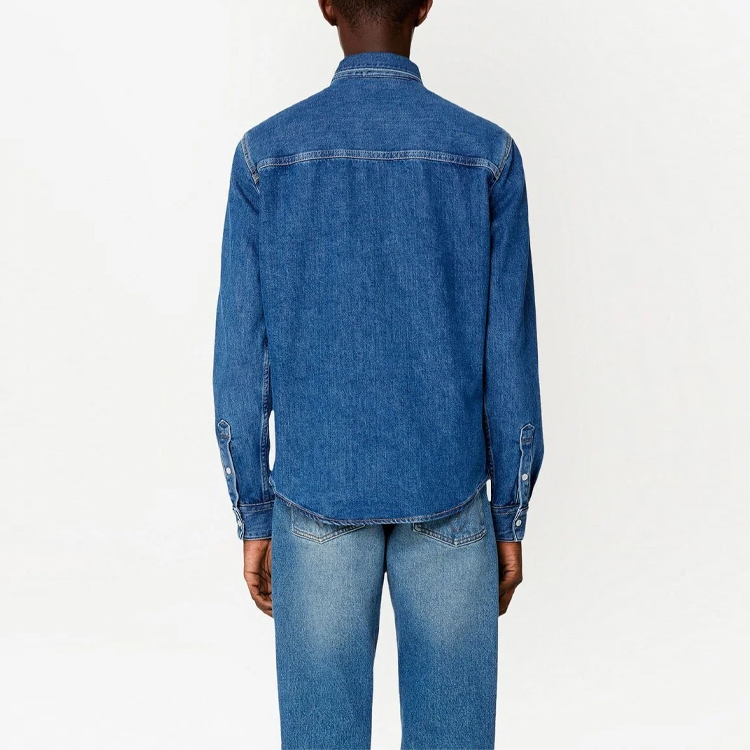 Ami Paris AMIPARIS SS23 Unisex Logo Embroidered Long Sleeve Casual Shirt Navy Blue USH114DE0012 圖 4