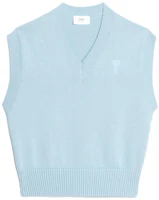 Ami Paris AMIPARIS SS23 Unisex Sky Blue V-Neck Logo Print Loose Fit Vest. UKS708016-464 Ami Paris AMIPARIS SS23 Unisex Sky Blue V-Neck Logo Print Loose Fit Vest. UKS708016-464