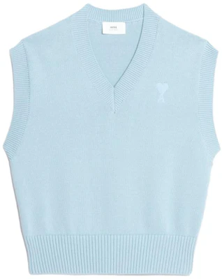 Ami Paris AMIPARIS SS23男女同款天蓝色V领标志印花宽松背心. UKS708016-464 Buy Ami Paris AMIPARIS SS23男女同款天蓝色V领标志印花宽松背心. UKS708016-464