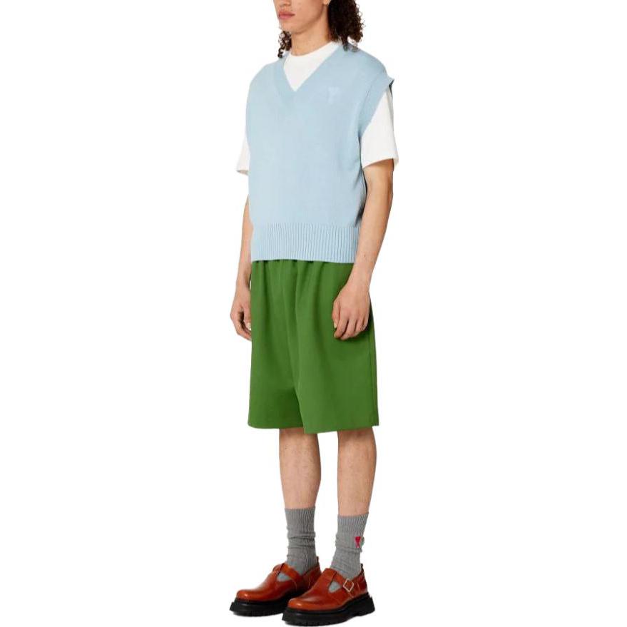 Lookbook Ami Paris AMIPARIS SS23男女同款天蓝色V领标志印花宽松背心. UKS708016-464