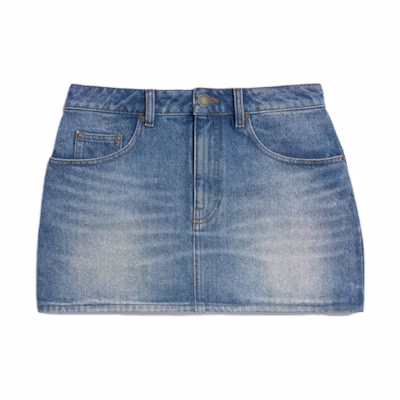 Ami Paris AMIPARIS SS23 Vintage Washed Denim Skirt in Blue. FSK011DE0-001