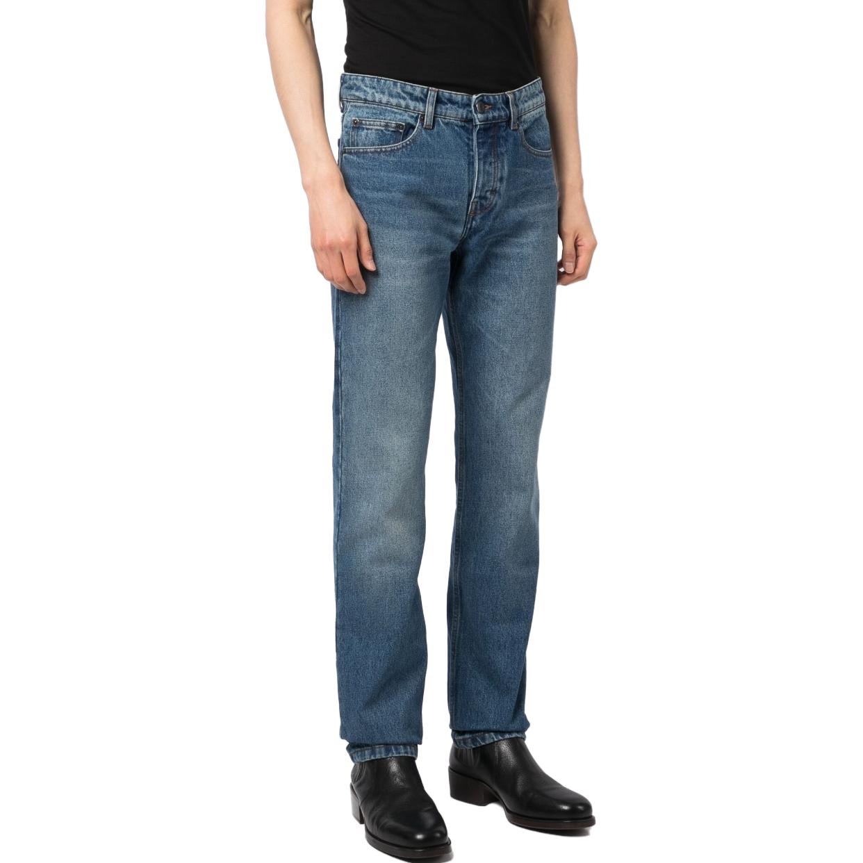 Shop Ami Paris AMIPARIS SS23 男士藍色高腰鈕扣長牛仔褲 HTR001DE0001-001