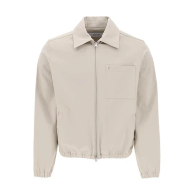 Ami Paris AMIPARIS SS24 Beige Cotton Jacket with Metallic Heart Zip Design. HJK053CO0009-271