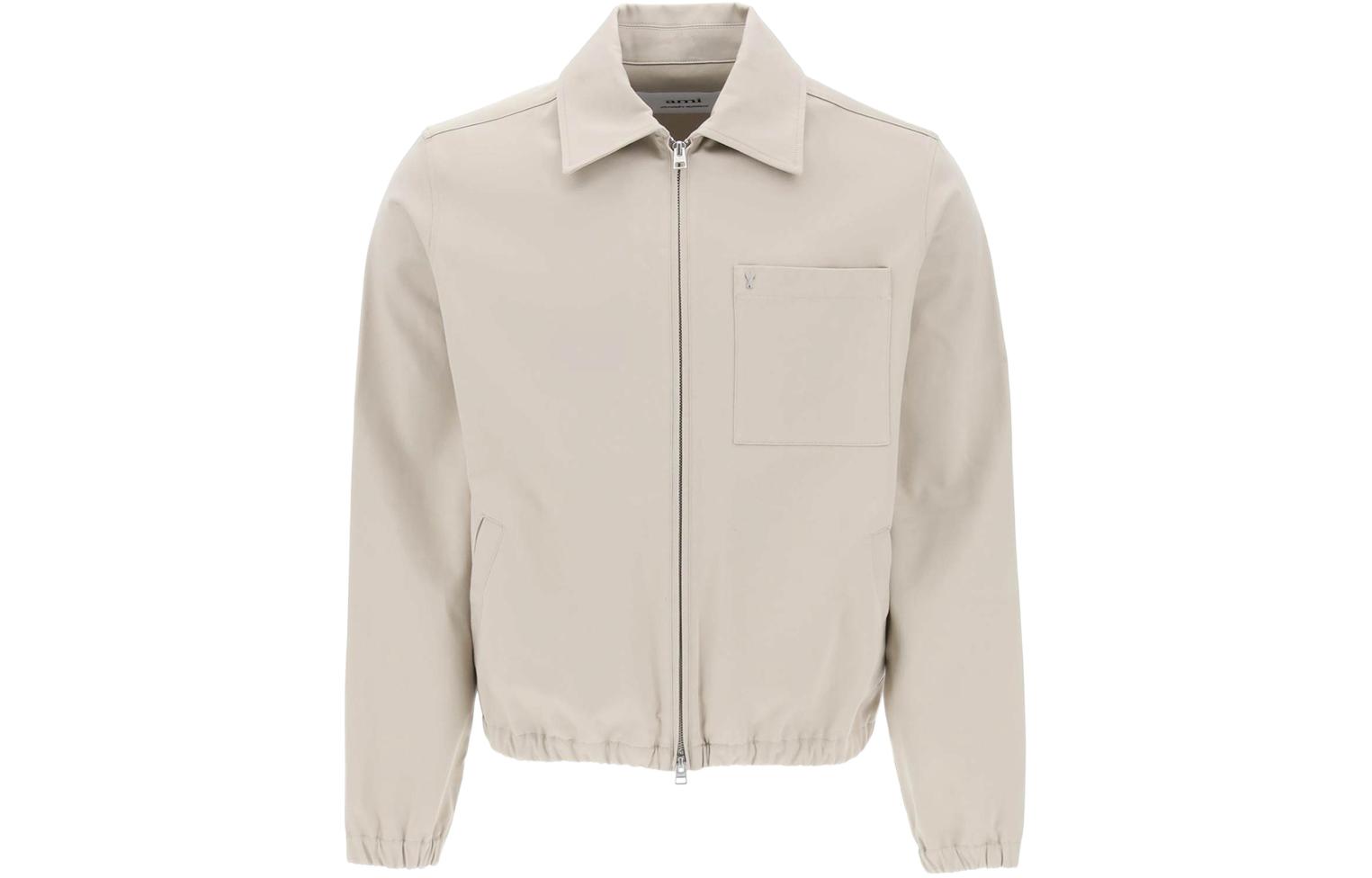 Order Ami Paris AMIPARIS SS24 米色棉質夾克搭配金屬心形拉鏈設計 HJK053CO0009-271