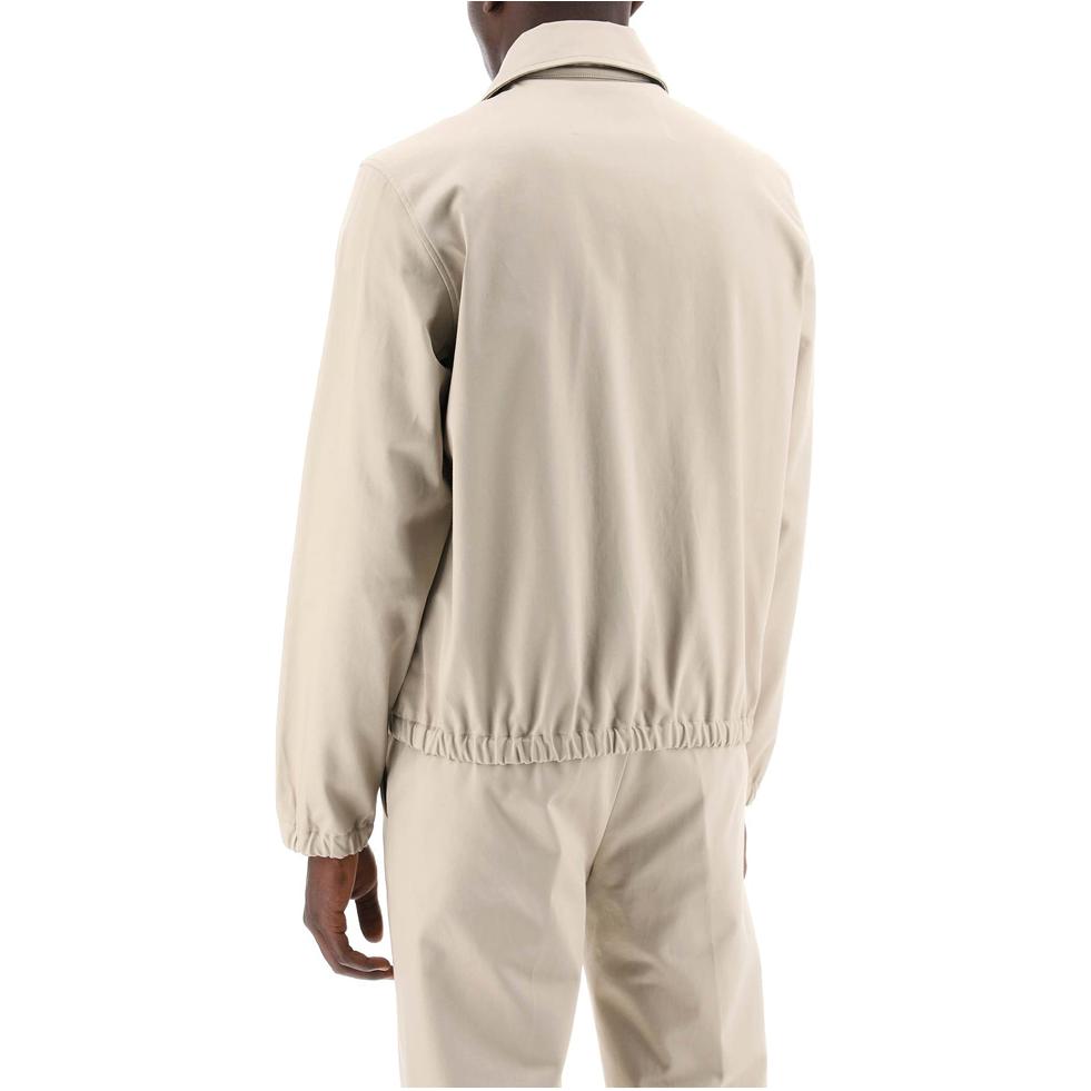 Shop Ami Paris AMIPARIS SS24 米色棉質夾克搭配金屬心形拉鏈設計 HJK053CO0009-271