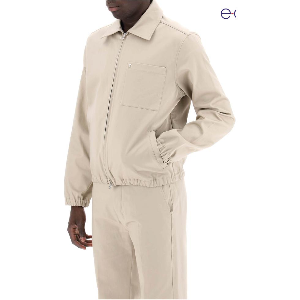 Purchase Ami Paris AMIPARIS SS24 米色棉質夾克搭配金屬心形拉鏈設計 HJK053CO0009-271