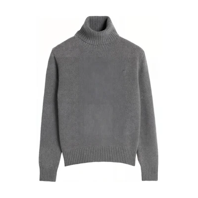 Ami Paris AMIPARIS SS24 Grey Turtleneck Oversized Knit Sweater Long Sleeve HKS457005-GREY