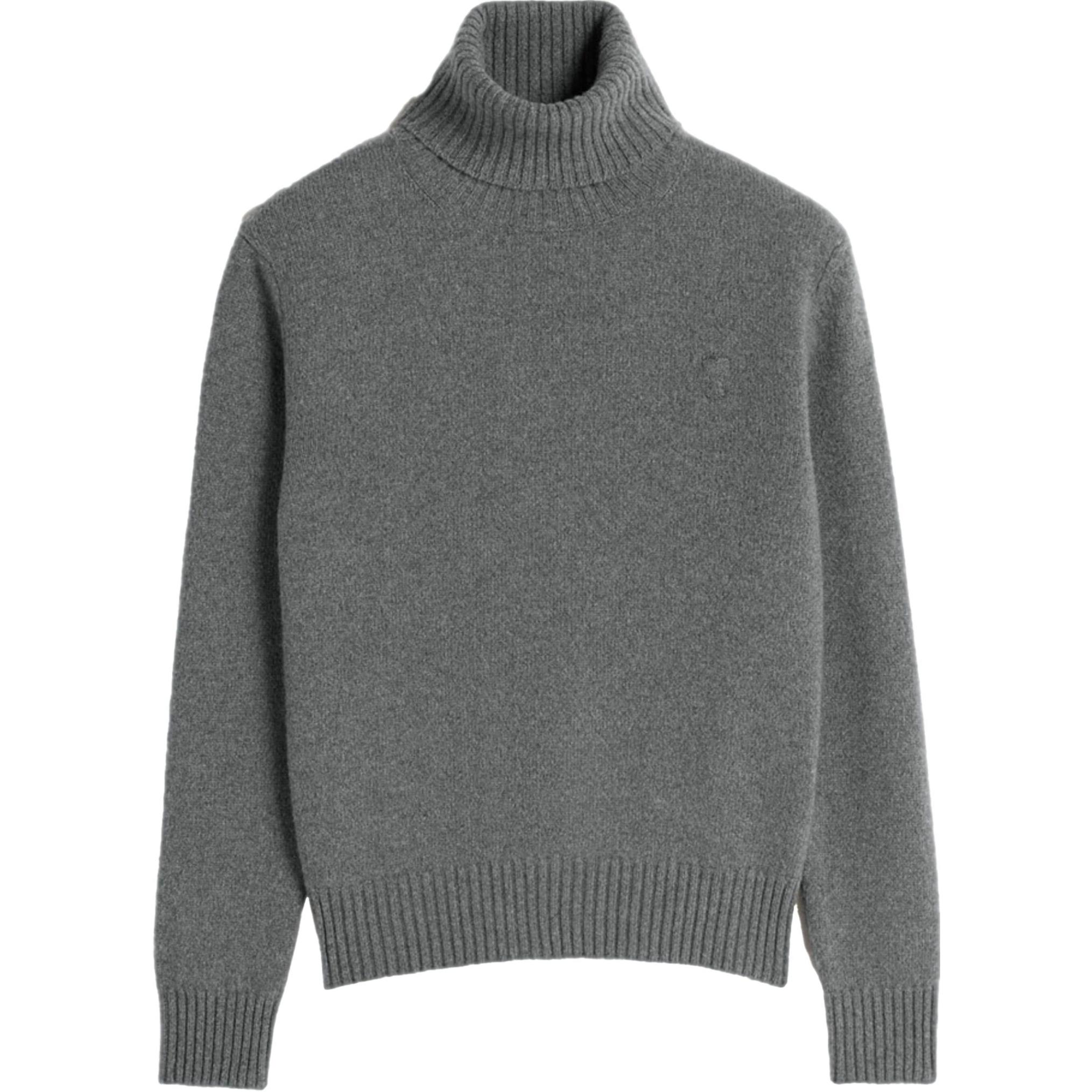 Ami Paris AMIPARIS SS24  Grey Turtleneck Oversized Knit Sweater Long Sleeve HKS457005-GREY 圖 2