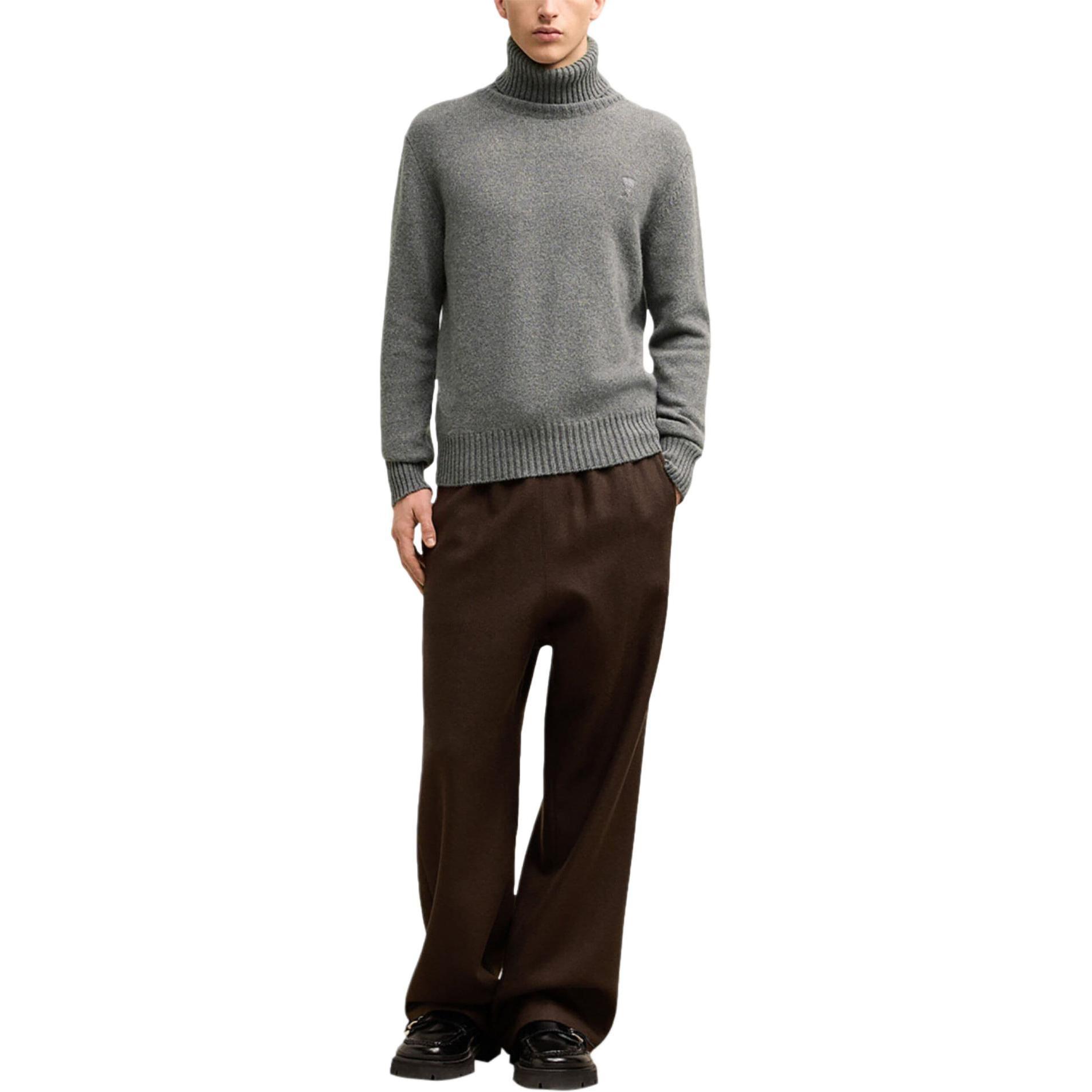 Ami Paris AMIPARIS SS24  Grey Turtleneck Oversized Knit Sweater Long Sleeve HKS457005-GREY 圖 3