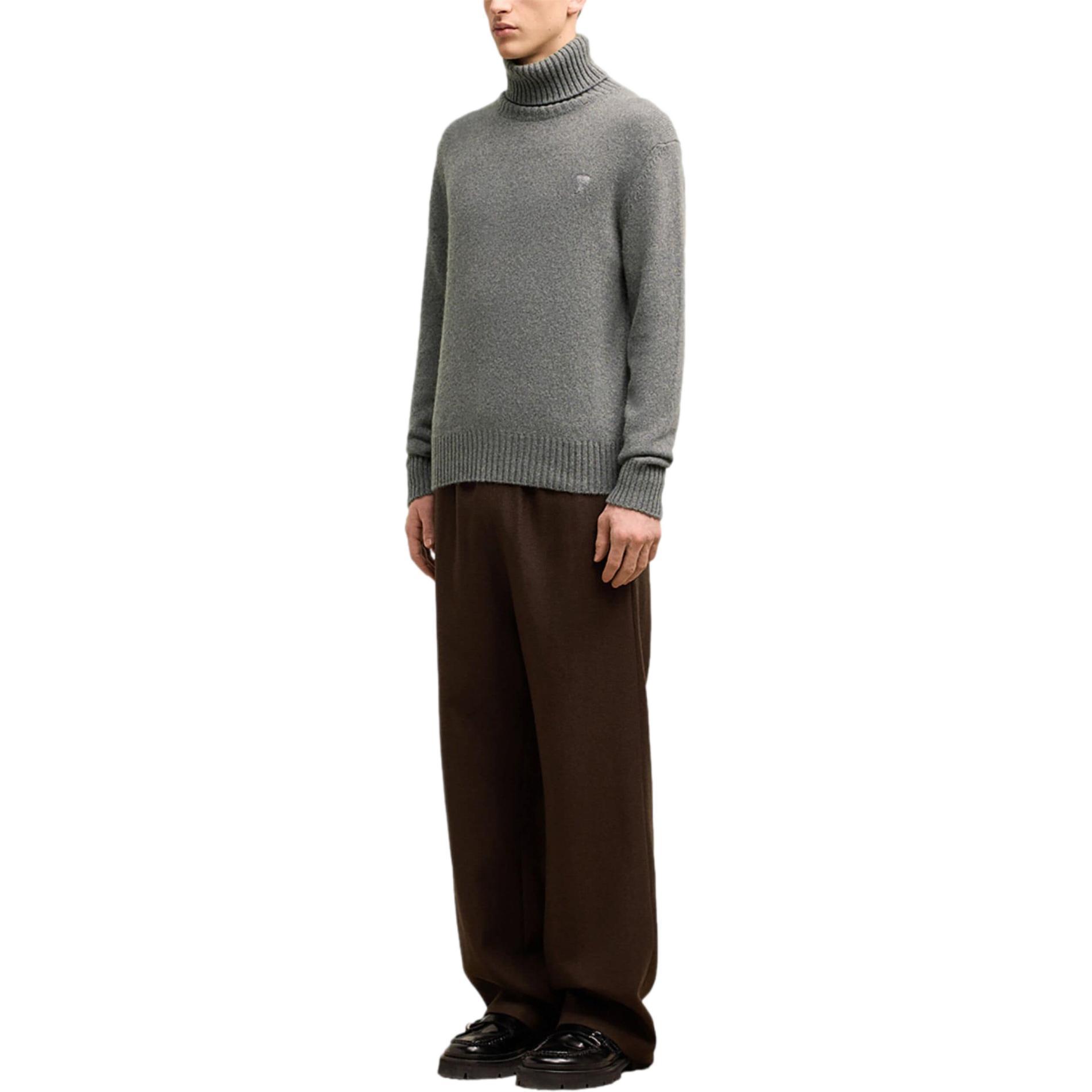 Ami Paris AMIPARIS SS24  Grey Turtleneck Oversized Knit Sweater Long Sleeve HKS457005-GREY 圖 4