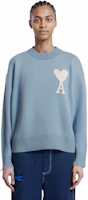 Sizing Ami Paris AMIPARIS SS24 藍色刺繡愛心美麗諾羊毛針織毛衣 男女皆宜 UKS006018-4843