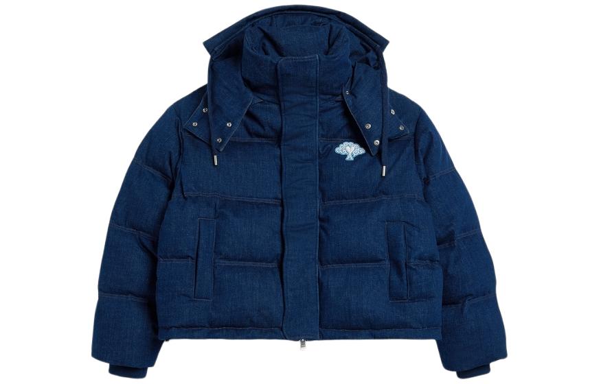 Ami Paris AMIPARIS SS24 Dragon Capsule Unisex Hooded Denim Down Jacket - Faded Blue. SPUJK509DN0097-480