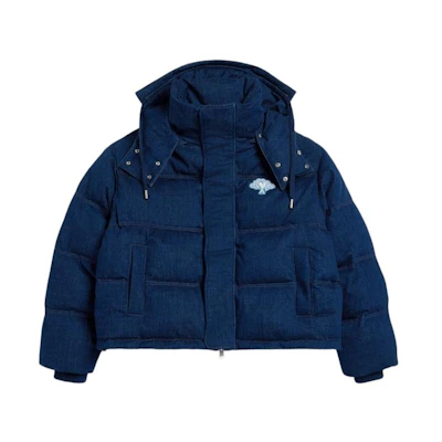 Ami Paris AMIPARIS SS24 Dragon Capsule Unisex Hooded Denim Down Jacket - Faded Blue. SPUJK509DN0097-480