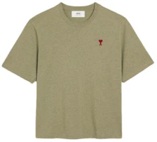 Ami Paris AMIPARIS SS24 Green Crewneck Cotton T-Shirt with Red Heart Unisex. UTS005726-366 Ami Paris AMIPARIS SS24 Green Crewneck Cotton T-Shirt with Red Heart Unisex. UTS005726-366